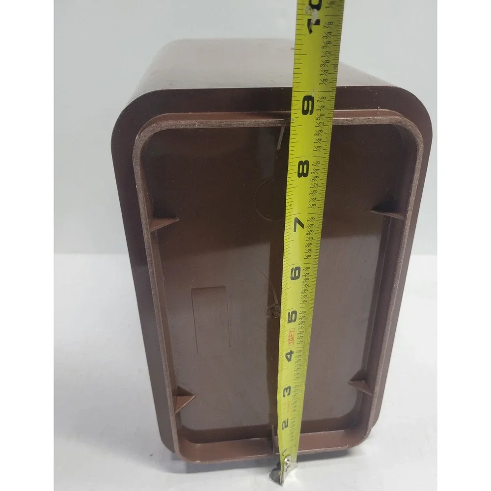 Vintage Brown Plastic Wastebasket with White Butterfly Graphic Small‎ Trash Can
